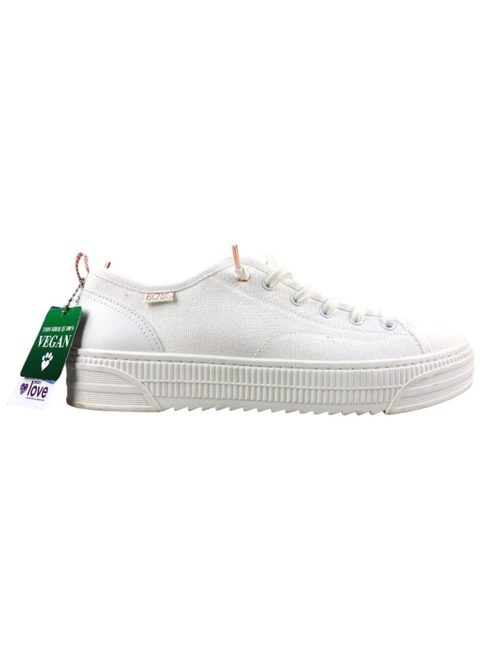 Skechers BOBS Women's Size 9.5 Copa White Vegan Textile Lace-Up Sneakers Shoes